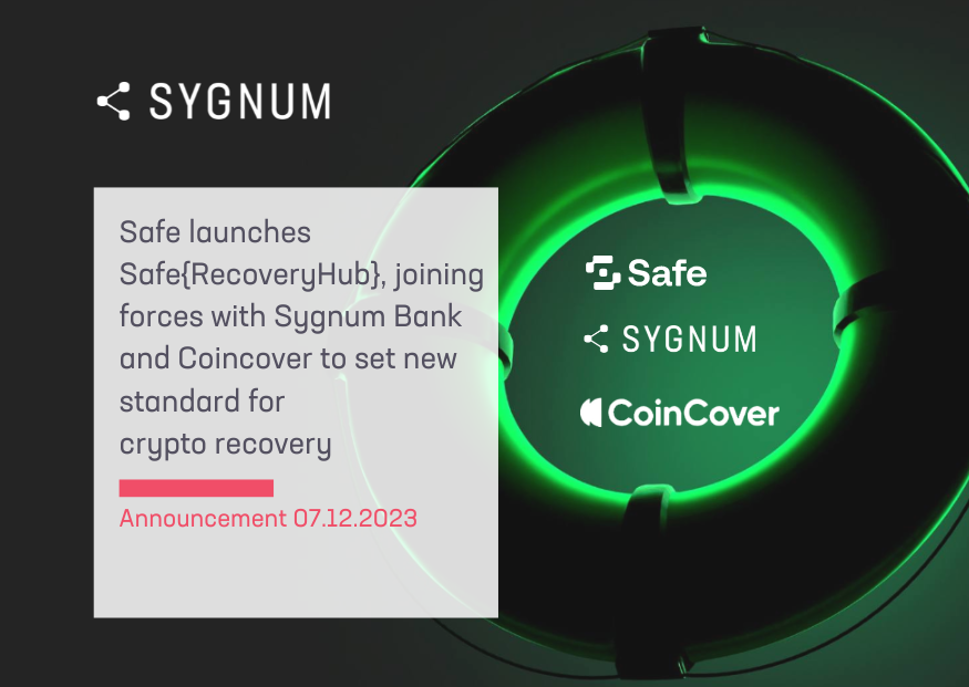 Safe launches Safe{RecoveryHub}, joining forces with Sygnum Bank and Coincover to Set New Standard for Crypto Recovery